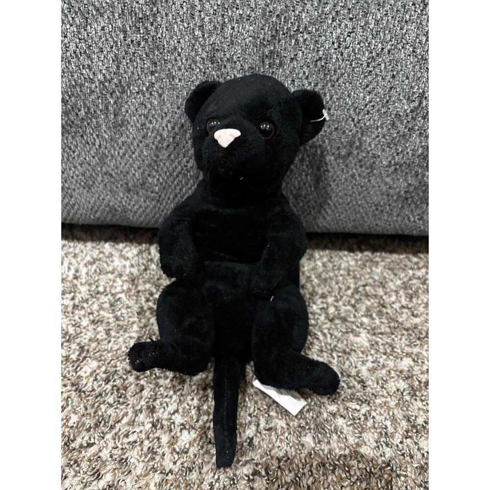 Vintage E&J Classic Baby Black Panther Leopard Jaguar Cub Kitten Plush Toy 9"